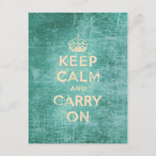 Vintage Keep Calm und mach weiter Postkarte