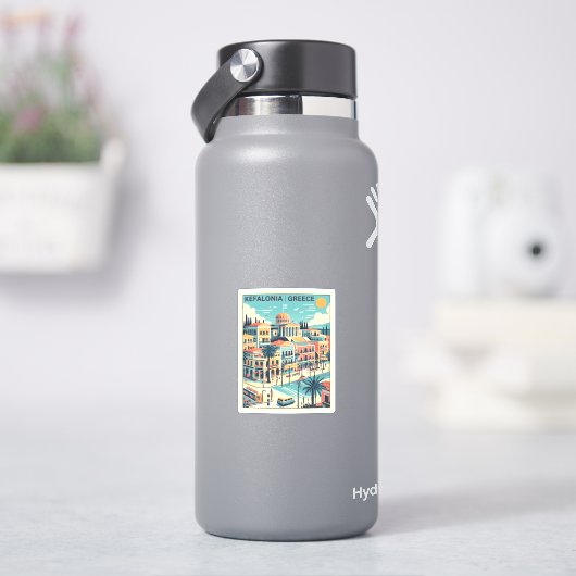 Vintage Kefalonia Greece Reise Souvenirs Aufkleber (HydroFlask)