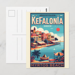 Vintage Kefalonia Greece Reise Souvenirs Postkarte