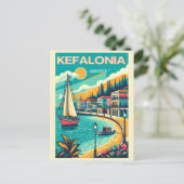 Vintage Kefalonia Greece Reise Souvenirs Postkarte (Stehend Vorderseite)