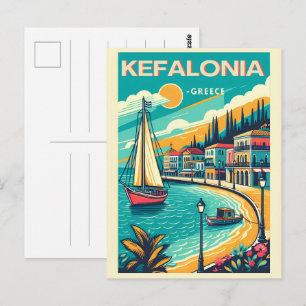 Vintage Kefalonia Greece Reise Souvenirs Postkarte