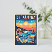 Vintage Kefalonia Greece Reise Souvenirs Postkarte (Stehend Vorderseite)