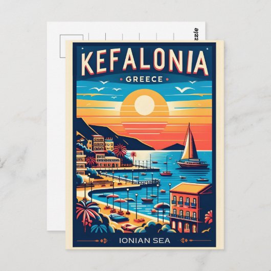 Vintage Kefalonia Greece Reise Souvenirs Postkarte (Vorne/Hinten)