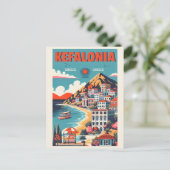 Vintage Kefalonia Greece Reise Souvenirs Postkarte (Stehend Vorderseite)