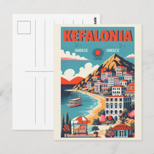 Vintage Kefalonia Greece Reise Souvenirs Postkarte