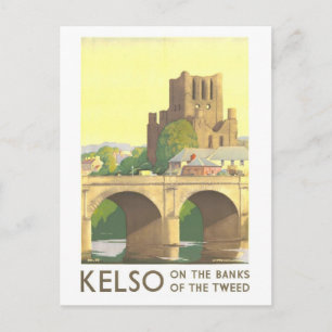 Vintage Kelso Schottland Reiseplakat Postkarte