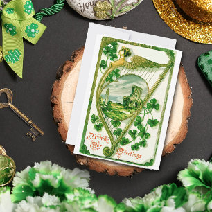 Vintage-Keltenharfe zum St. Patrick's Day Grüße Feiertagskarte