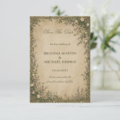 Vintage keltische Botanik Save The Date (Stehend Vorderseite)
