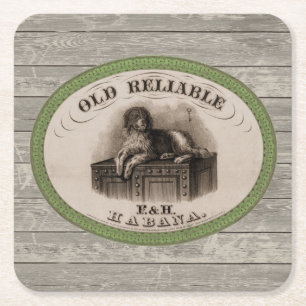 Vintage Kennzeichnung von Hunden mit Zigarren Rechteckiger Pappuntersetzer