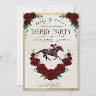 Vintage Kentucky Derby Einladung rote Rosen Pferd