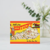 Vintage Kentucky Karte Postkarte (Stehend Vorderseite)