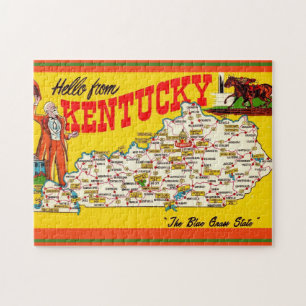 Vintage Kentucky Karte Postkarte Puzzle