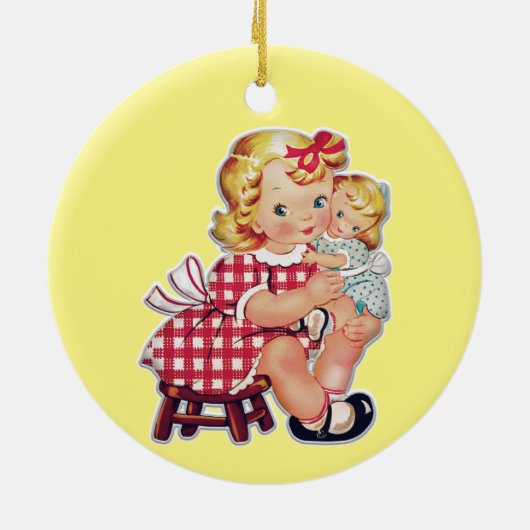 Vintage Keramik Kinder Ornament (Hinten)