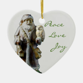 Vintage Keramik-Verzierung Sankt 2015 u. der Eule Keramikornament