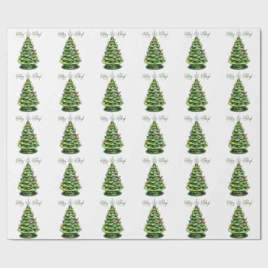 Vintage Keramik Weihnachtsbaum Geschenkpapier (Flach)