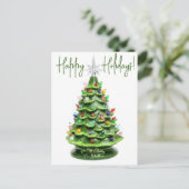 Vintage Keramik Weihnachtsbaum Postkarte (Stehend Vorderseite)