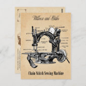 Vintage Kettennähmaschine Postkarte (Vorne/Hinten)
