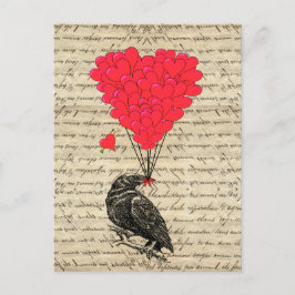 Vintage Keule und herzförmige Ballons Postkarte