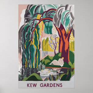 Vintage Kew Gardens London Reiseplakat Botanik Poster