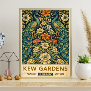 Vintage Kew Gardens Pfauenplakat Poster