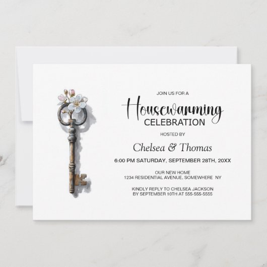 Vintage Key Housewarming Party Einladung (Vorderseite)