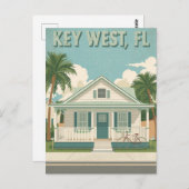 Vintage Key West FL Cottage Travel Postkarte (Vorne/Hinten)