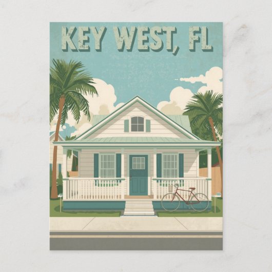 Vintage Key West FL Cottage Travel Postkarte (Vorderseite)