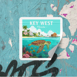 Vintage Key West Florida Quadratischer Aufkleber