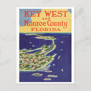 Vintage Key West Florida Reise-Werbeillustration Postkarte