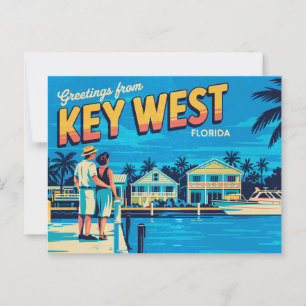 Vintage Key West Postkarte Grüße aus