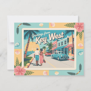 Vintage Key West Postkarte Grüße aus