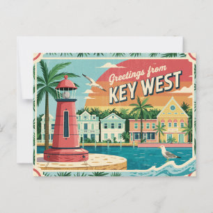 Vintage Key West Postkarte Grüße aus