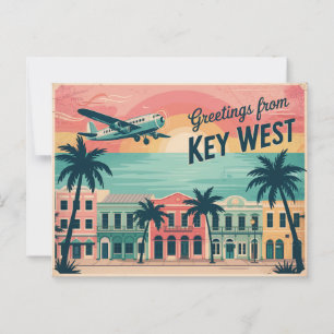Vintage Key West Postkarte Grüße aus