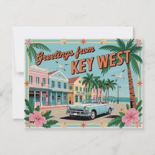 Vintage Key West Postkarte Grüße aus