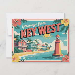 Vintage Key West Postkarte Grüße aus