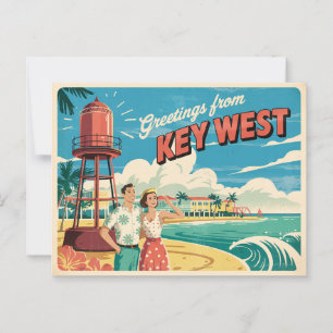 Vintage Key West Postkarte Grüße aus