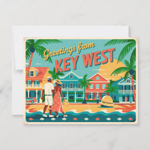 Vintage Key West Postkarte Grüße aus