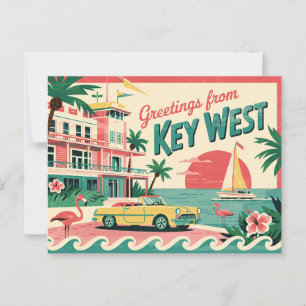 Vintage Key West Postkarte Grüße aus