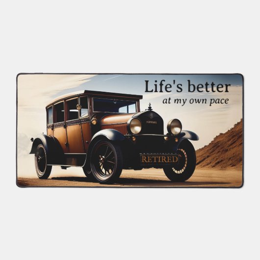 Vintage Kfz-Rente Schreibtischunterlage (Vorderseite)