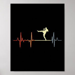 Vintage-Kickboxen-Herzschlag-Kickboxer-Herzfrequen Poster