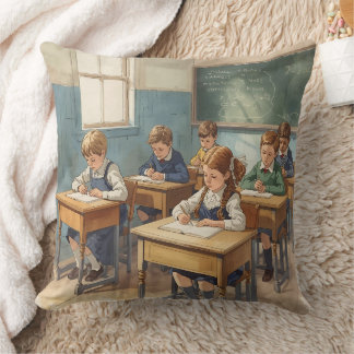 Vintage Kids in School Kissen