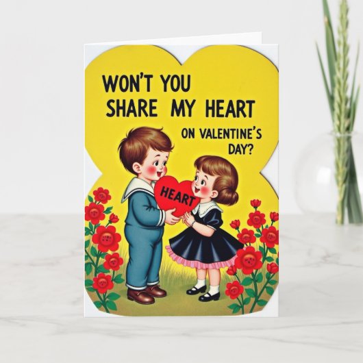 Vintage Kids Valentine Heart Card Karte (Vorderseite)