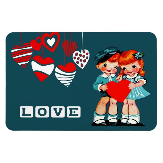 Vintage Kids Valentinstag Geschenkmagnete Magnet (Horizontal)