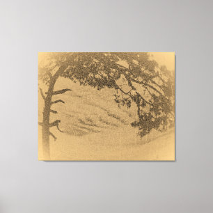 Vintage Kiefernbaum-Silhouette, Sonnenaufgang Leinwanddruck