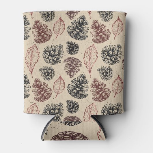 Vintage Kiefernzapfen: Waldhintergrund. Dosenkühler (Vorderseite)