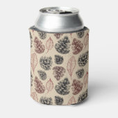 Vintage Kiefernzapfen: Waldhintergrund. Dosenkühler (Kanne Rückseite)