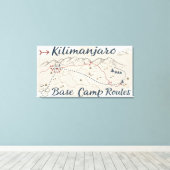 Vintage Kilimanjaro Trek Routes Map Wall Art Leinwanddruck (Insitu (Holzboden))