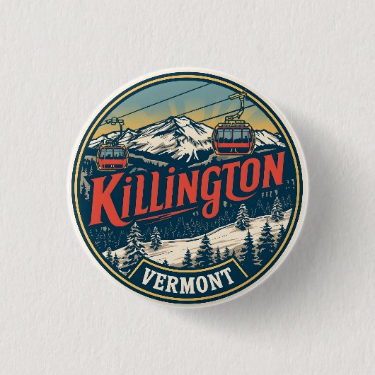 Vintage KILLINGTON Vermont Skigebiet Berge Button (Vorderseite)