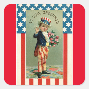 Vintage Kind als Onkel Sam Aufkleber