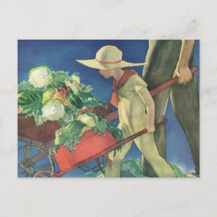 Vintage Kind, Biologischer Gartenbau; Sieg-Garten Postkarte